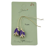 Cercei Dama de Primavara, Jolie, Model Flori Iris, Eleganti si Moderni, 7 x 1 cm per unitate, Mov - vivimall.ro
