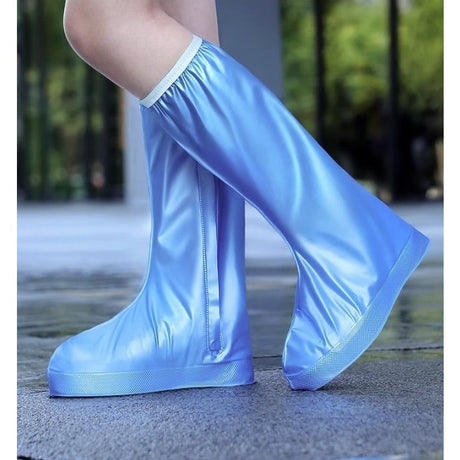 Protectie Incaltaminte pentru Ploaie si Noroi, Flippy, Impermeabila, Talpa Antiderapanta, cu Fermoar si Capsa, Inaltime 40 cm, Marime M 36-37, Albastru - vivimall.ro