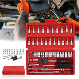 Chei tubulare Set 46 de Piese, Vivimall, Trusa Scule de Reparatii Auto, Prelungitoare Rigid si Flexibil, Articulatie Cardanica, Antrenor de Forta Glisant, Adaptoare, Maner pentru Surubelnita, 23 x 12 x 4 cm, 1.9 kg, Cutie Rosie - vivimall.ro