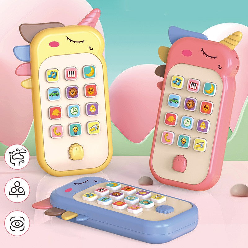 Jucarie Interactiva, Vivimall, Telefon Inteligent, Model Unicorn, Functii Educative, Muzicale si Voce, 4-6 ani, 19 x 11.5 cm, din Plastic, Galben - vivimall.ro