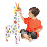 Jucarie Educativa pentru Copii, Flippy, Model Girafa 3D, Set de Asamblat si Colorat din Carton, Puzzle 3D Educativ, 31 x 7.5 x 54 cm, 3+ ani, Alb