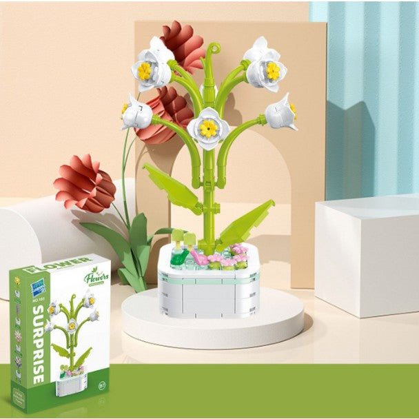 Set de Constructie Lacramioara in Ghiveci, Vivimall, 4 Ani, Ornament Creativ, 17.1x6.2 cm, Alb - vivimall.ro