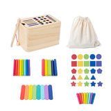 Jucărie educativă Montessori Flippy din lemn, set 56 piese colorate, vedere de ansamblu frontală