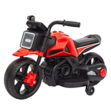Motocicleta Electrica cu 2 Roti Mari si 2 Roti Ajutatoare, Vivimall, Acumulator Incarcare, Anti-Rasturnare, Lumini, Muzica, Motor:380, Baterie 6V4.5, 41.5x70x34 cm, 4.5 Kg, 3 Ani+, Rosu Negru - vivimall.ro