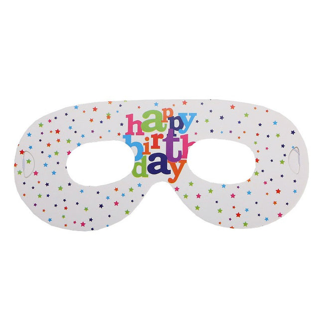 Set 6 Masti Tematice, Vivimall, Colectia Happy Birthday, 16 x 6.5 cm, din Carton, Multicolor - vivimall.ro