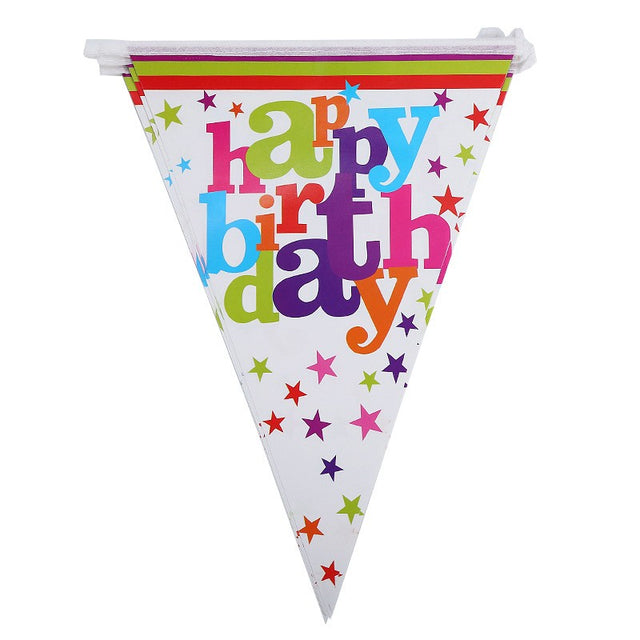 Set 10 Stegulete Tip Banner, Vivimall, Colectia Happy Birthday, 270 cm Lungime, din Hartie Cretata, Multicolor - vivimall.ro
