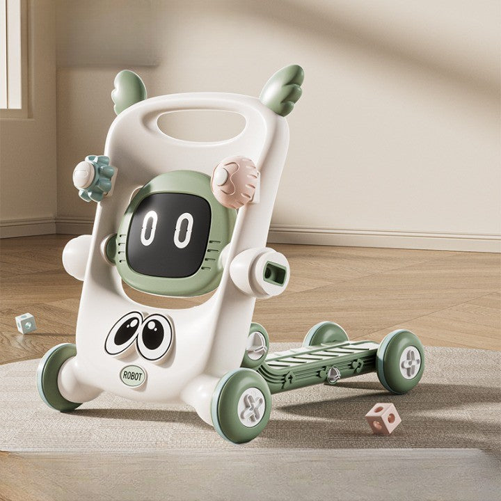 Antemergator pentru Copii 8 in 1, Vivimall, Multifunctional, cu Maner de Impingere Detasabil, Scuter, Trotineta, Scaun Reglabil, Tavita Detasabila, Stabil, Antiderapant, 4 Roti, 56x44x64cm, 9-12 Luni, Verde - vivimall.ro