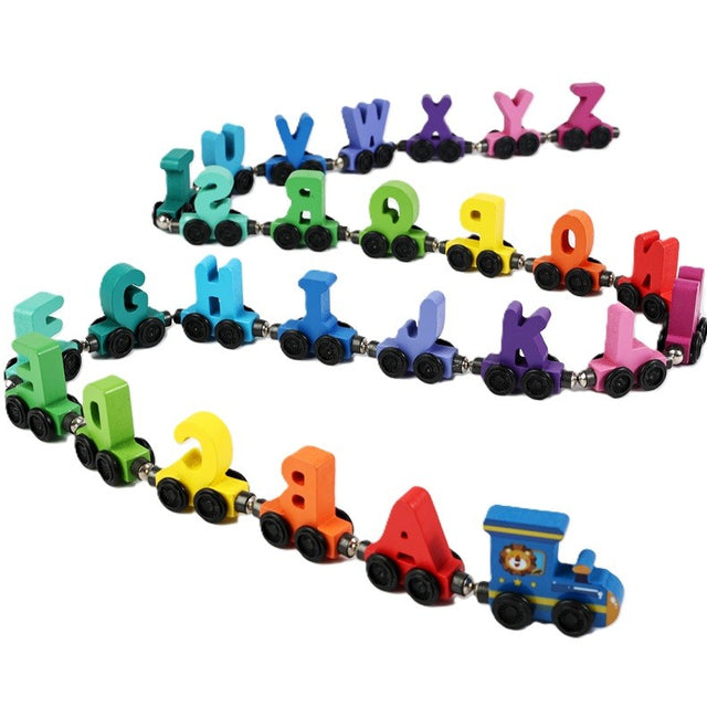 Trenulet Magnetic, Flippy, din Lemn, Model Alfabet, 26 Litere, +3 Ani, Jucarie de Asamblat, Multicolor - vivimall.ro