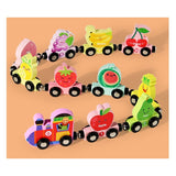 Cutie produs Trenuleț Magnetic Flippy lemn Model 10 Fructe, dimensiuni 29.3x4x16.5 cm, multicolor