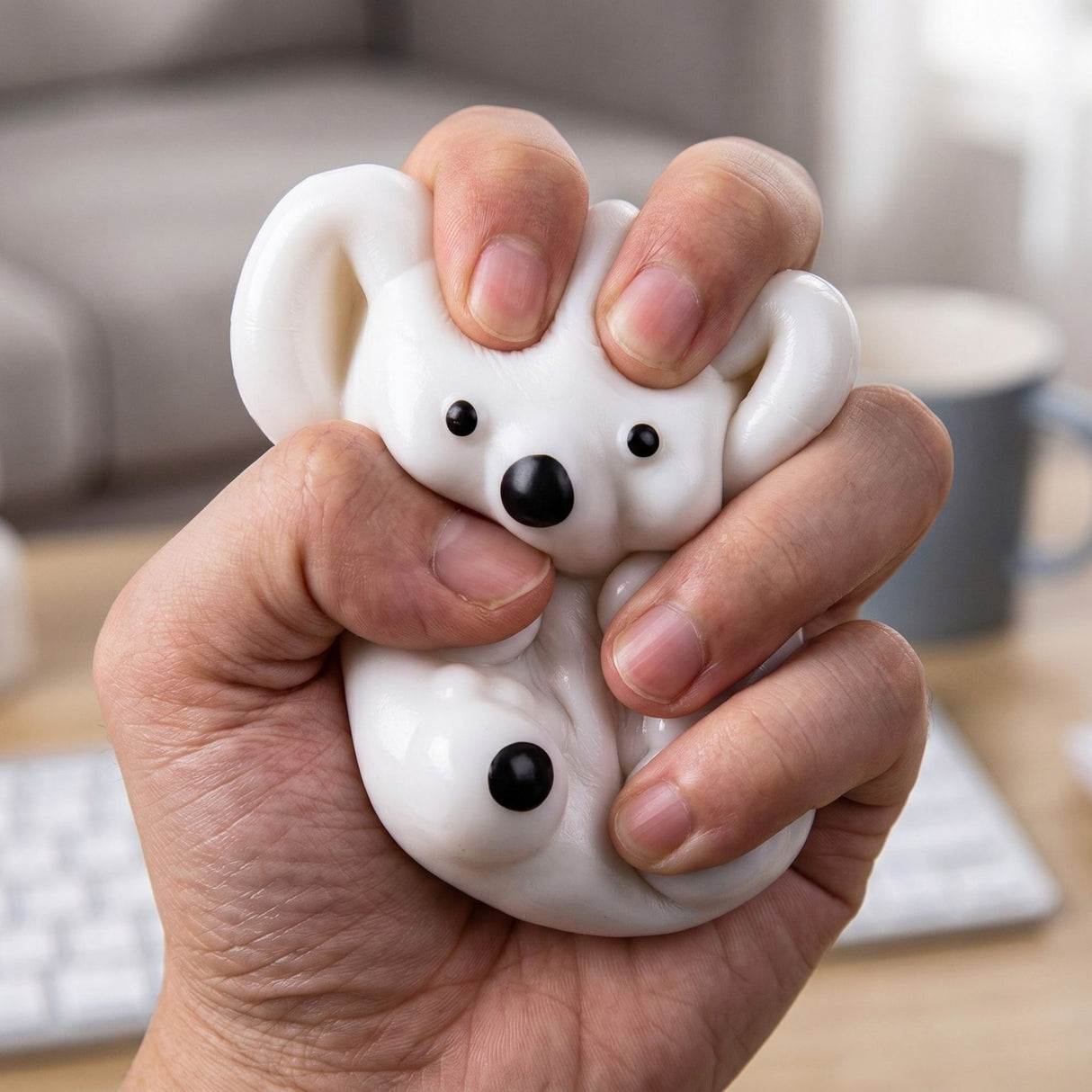 Jucarie Interactiva Antistres pentru Copii, Flippy, Squishy Micul Koala Kawaii, Silicon Moale, 4.5 x 4.5 cm, Alb - vivimall.ro