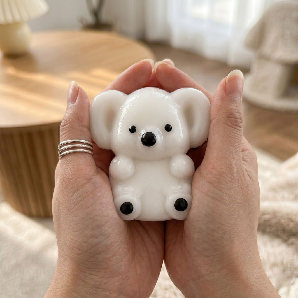 Jucarie Interactiva Antistres pentru Copii, Flippy, Squishy Micul Koala Kawaii, Silicon Moale, 4.5 x 4.5 cm, Alb - vivimall.ro