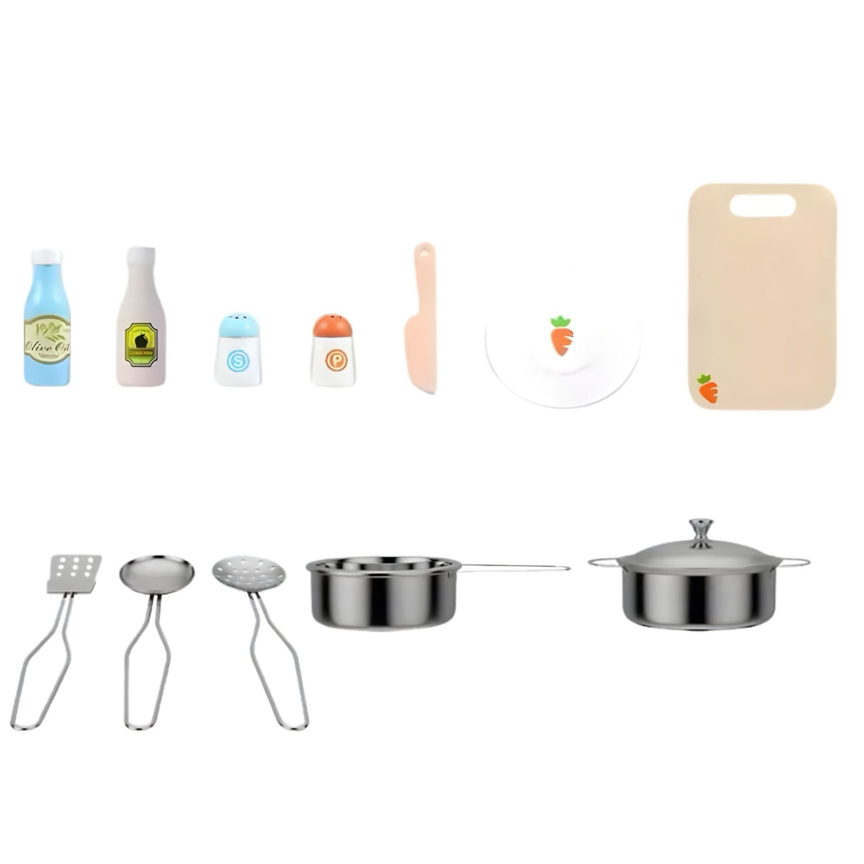 Bucatarie Multifunctionala pentru Copii, Flippy, Stil Montessori, Set Complet din Lemn, Include Plita, Cuptor, Chiuveta, Spatiu de Depozitare, 76.6 x 69 cm, Gri/Multicolora - vivimall.ro