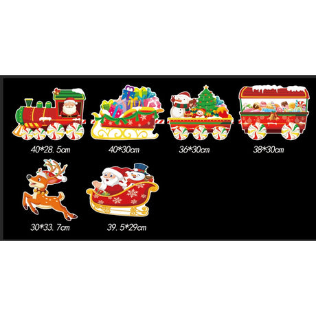 Decoratiune de Craciun, Vivimall, pentru Gradina, Tip Trenulet, 6 Figurine + Bete de Infipt in Pamant, din Plastic, Impermeabil, Model Mos Craciun in Tren si in Sanie, Multicolor - vivimall.ro