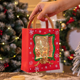 Decoratiune de Craciun, Vivimall, Model Sacosa Cadou cu Mos Craciun si Ren, Iluminare LED si Efect Zapada, 23 x 15 x 7.3 cm, Rosu - vivimall.ro