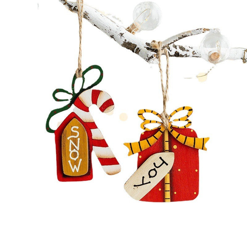 Set 14 Decoratiuni de Craciun, Flippy, pentru Brad, 5 - 9.5 cm, din Lemn, Multicolor - vivimall.ro