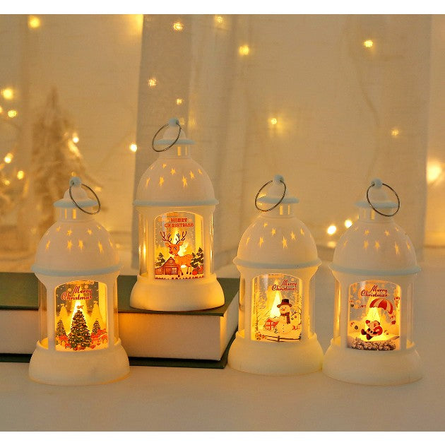 Decoratiune de Craciun, Vivimall, Model Sfesnic de Birou, Ren, din Plastic, cu Inel de Agatat, 6.8 x 13.5 x 2 cm, Alb - vivimall.ro