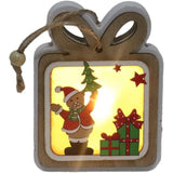 Ornament de Brad, Flippy, cu Lumini LED, din Lemn, Model Cadou, Multicolor - vivimall.ro