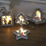 Ornament de Brad, Flippy, cu Lumini LED, din Lemn, Model Cadou, Multicolor - vivimall.ro