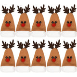 Set 10 Decoratiuni de Craciun, Flippy, pentru Sticle, Tacamuri, Model Ren, 14 x 6 cm, Multicolor - vivimall.ro