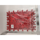 Set 12 Servete pentru Masa si Suporturi de Pahare/Tacamuri, Vivimall, Scris Merry Christmas, 6 Servete 25x35 cm, 6 Suporturi de 10x10 cm, Rosu - vivimall.ro