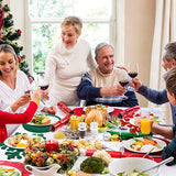 Set 12 Servete pentru Masa si Suporturi de Pahare/Tacamuri, Vivimall, 4 Servete 25x35 cm, 4 Suporturi de 13x15 cm, 4 Suporturi de 9.3x10.5 cm, Verde-Rosu - vivimall.ro