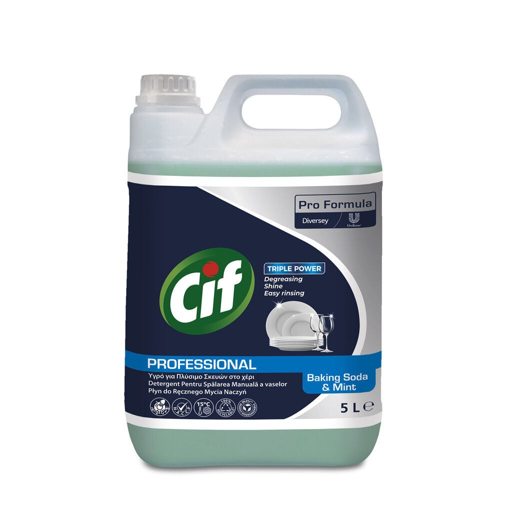 Pachet CIF Professional Baking Soda&Mint – Detergent Universal de Spalat Vase Manual, Parfum de Menta 2x5 L - vivimall.ro