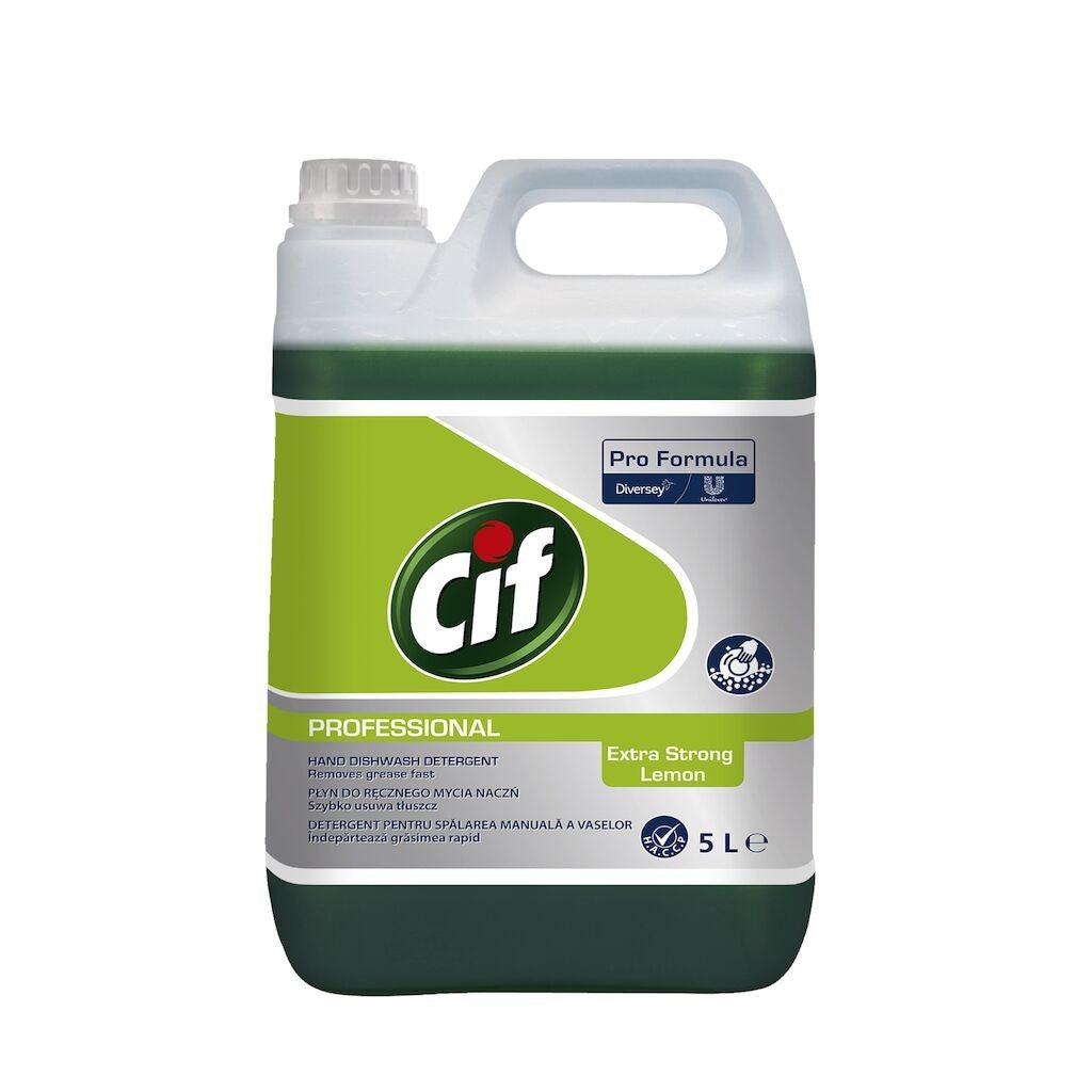 CIF Professional Dishwasher Extra Strong Lemon – Detergent pentru Spalarea Manuala a Vaselor, cu Lamaie 5 L - vivimall.ro