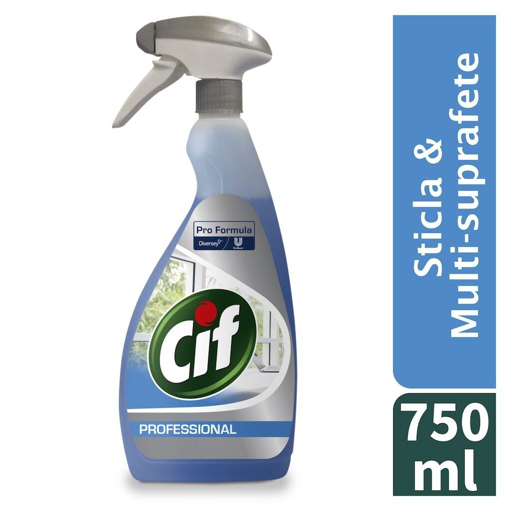 CIF Professional Glass & Multi Surface – Detergent Geamuri si Suprafete 0.75 L - vivimall.ro