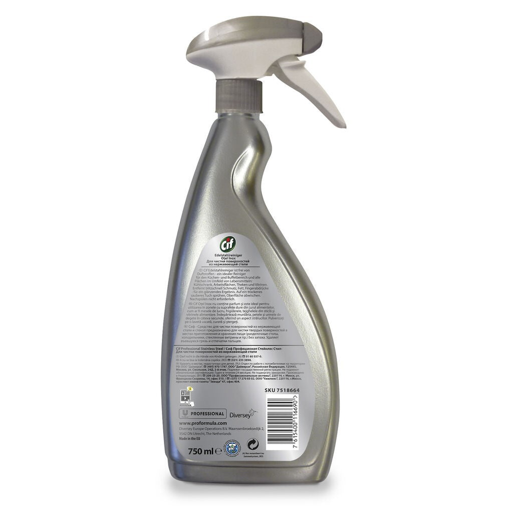 CIF Professional Stainless Steel – Detergent pentru Inox 0,75 L - vivimall.ro