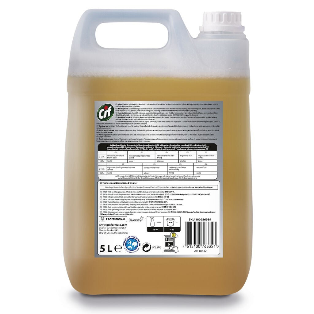 CIF Professional Wood Floor Cleaner – Detergent pentru Pardoseli din Lemn 5 L - vivimall.ro