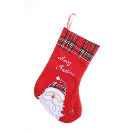 Ciorap Cadouri, culoare rosie, imprimeu Mos Craciun ,marimea 15x30 cm, Vivimall - vivimall.ro