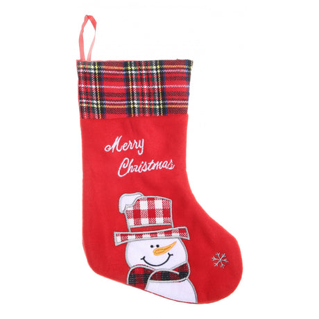 Ciorap Cadouri, culoare rosie, imprimeu om de zapada,marimea 15x30 cm, Vivimall - vivimall.ro