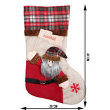 Ciorap Cadouri,Flippy,cu model Mos Craciun,crem, marimea 20x40 cm, textil, interior - vivimall.ro