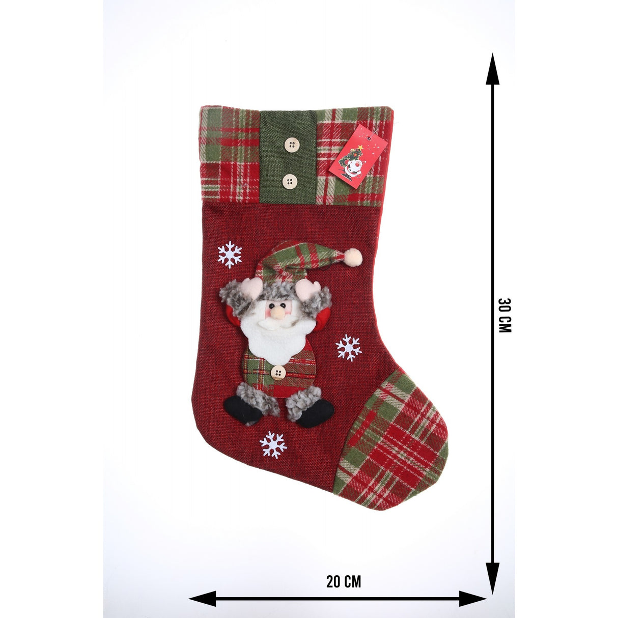 Ciorap Cadouri,Flippy,cu model Mos Craciun,rosu, marimea 20x30 cm, textil, interior - vivimall.ro