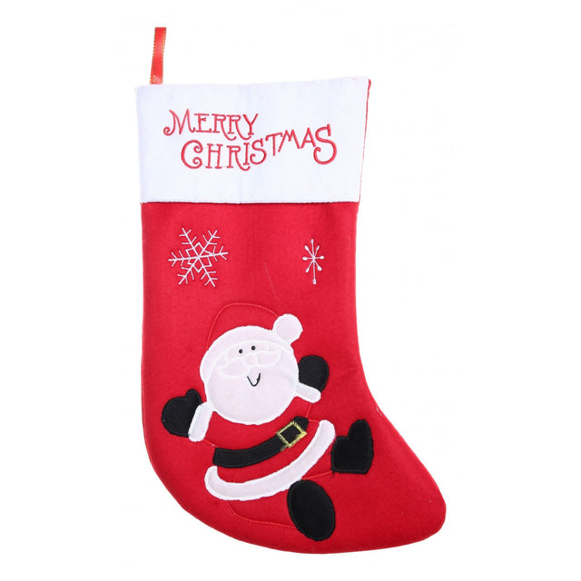 Ciorap Cadouri, Flippy,cu model Mos Craciun, rosu, marimea 20x40 cm, textil, interior - vivimall.ro