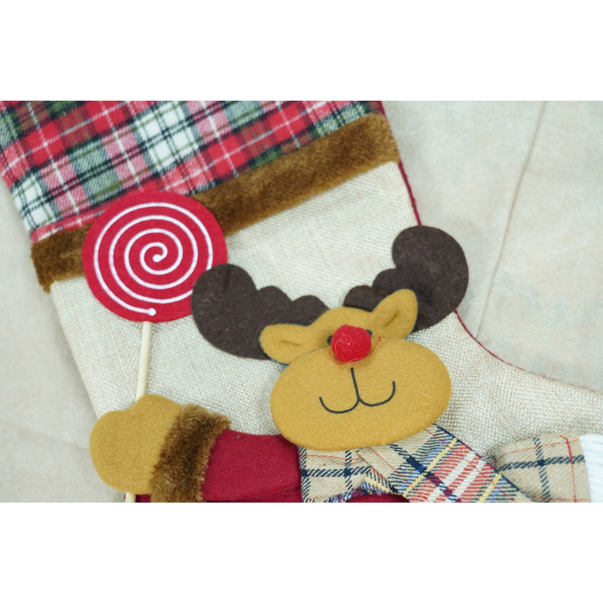 Ciorap Cadouri,Flippy,cu model ren,crem, marimea 20x40 cm, textil, interior - vivimall.ro