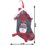 Ciorap Cadouri, model casa, culoare gri, imprimeu om de zapada, marimea 15x30 cm, Vivimall - vivimall.ro