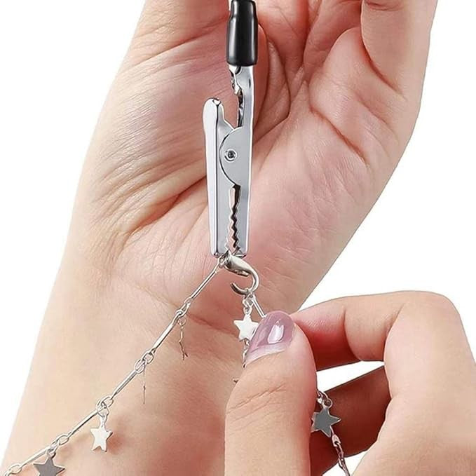 Clema mini pentru fixarea bijuteriilor, Vivimall, din Metal, Ajutor pentru Bratari, Incuietori, Fermoare, Ajustare, Clema pentru Gura, 15.5 cm, Auriu - vivimall.ro