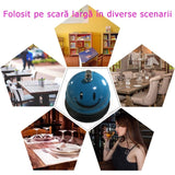 Clopotel Metalic Multifunctional, Vivimall, Albastru Deschis cu Imprimeu Smiley Face, 7.5x7.5x6.5 cm, Receptie, Restaurant - vivimall.ro