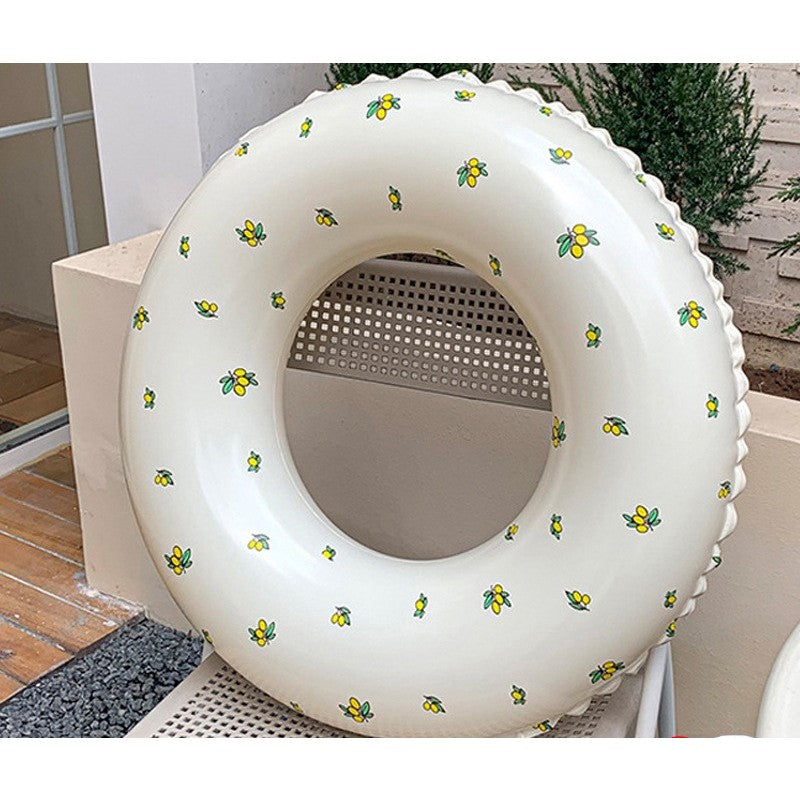 Colac De Inot Gonflabil Pentru Copii, Galben, Model Cu Lamai, Diametru 66 Cm - vivimall.ro