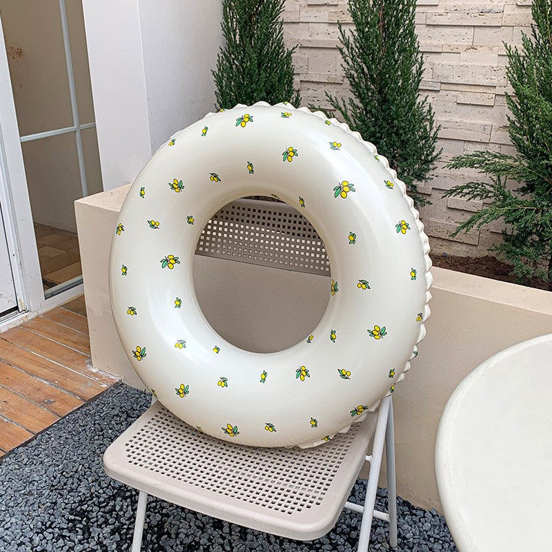Colac De Inot Gonflabil Pentru Copii, Galben, Model Cu Lamai, Diametru 66 Cm - vivimall.ro