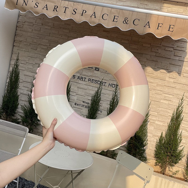 Colac De Inot Gonflabil Pentru Copii, In Dungi Roz- Galben, Diametru 66 Cm - vivimall.ro