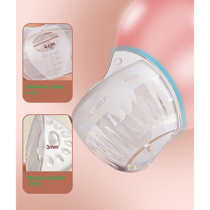 Colector de Lapte Matern, Vivimall, din Silicon Safety, Anti-debordare, 80 ml, Transparent - vivimall.ro