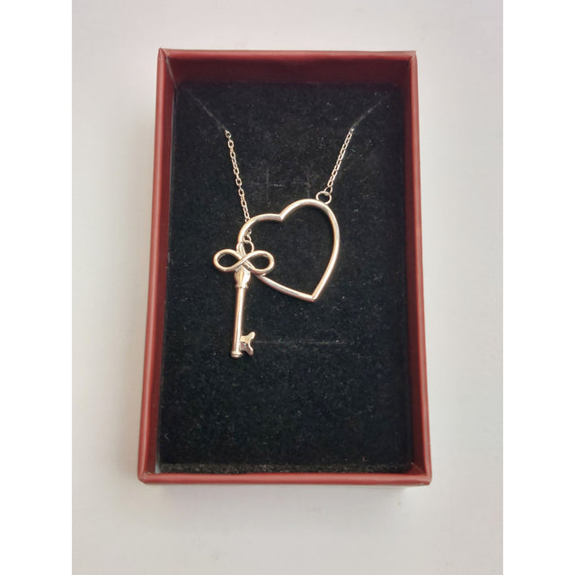 Colier Argint 925 Inima si Cheie, Jolie Silver, 2.3g, 2 cm x 2 cm - vivimall.ro