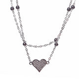 Colier din Argint 925 cu pandantiv inima cu pietre reglabil, 42 cm