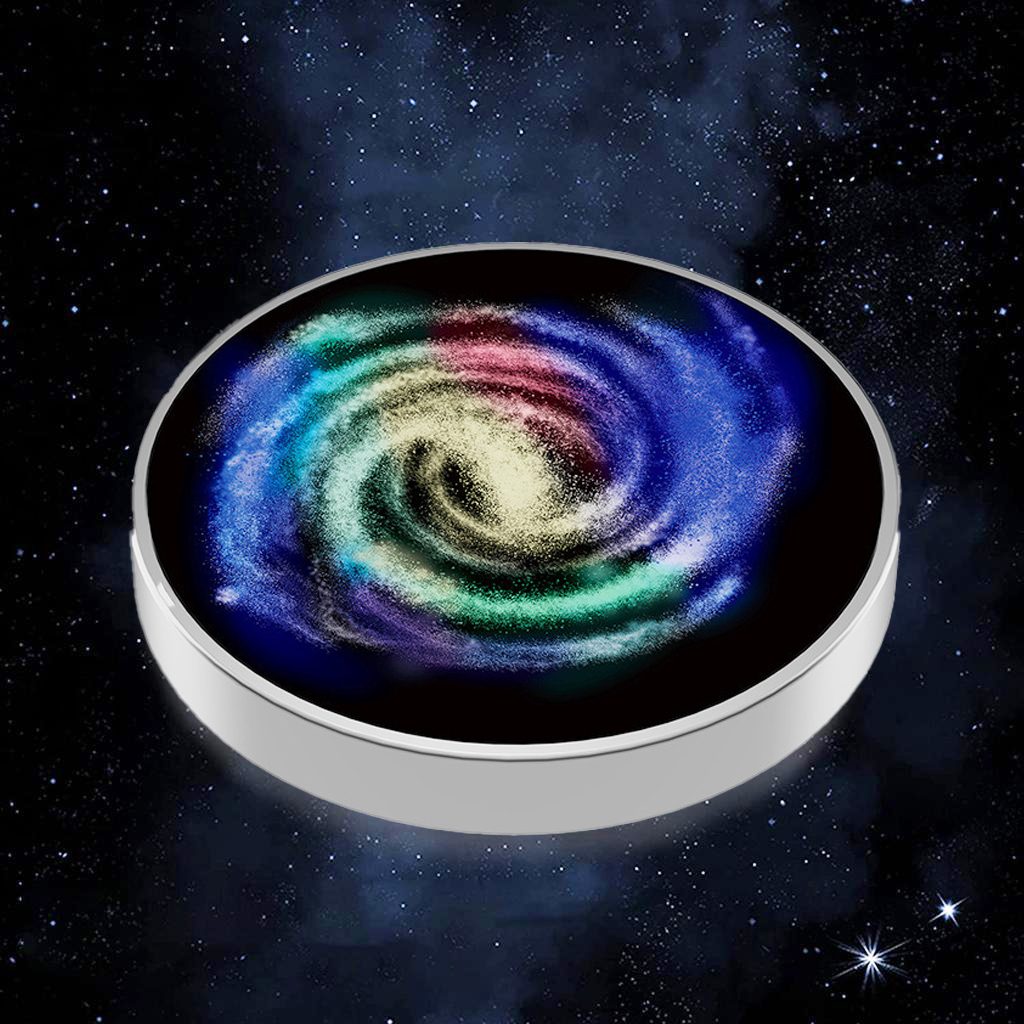 Spinner Giroscopic Metalic, Flippy, Jucarie Rotativa Anti-stres, Otel Inoxidabil, 3.8 x 0.6 cm, Efect Optic Galaxie, Model Milky Way - vivimall.ro