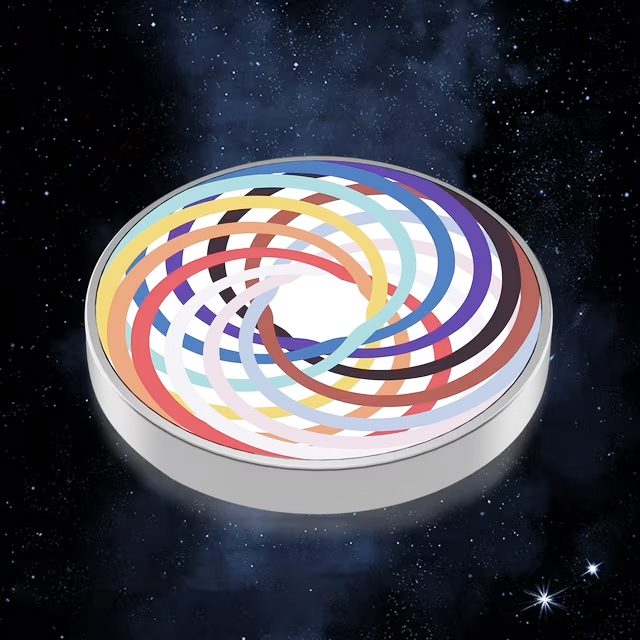 Spinner Giroscopic Metalic, Flippy, Jucarie Rotativa Anti-stres, Otel Inoxidabil, 3.8 x 0.6 cm, Efect Optic Spirala Hipnotica, Model Spirala Multicolor - vivimall.ro