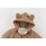 Combinezon de Iarna, Vivimall, pentru Bebelusi, din Bumbac, cu Urechi, Mansete Elastice, Unisex, 73 cm, Maro - vivimall.ro