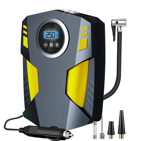 Compresor Auto, Portabil, Cu Lanternă Și Afișaj Electronic, DC 12V, 120W, 35L/min, Cablu De Alimentare 3m, Pompă Biciclete, Moto, Mingi, Saltele, Max 10.3 Bar, Lumina LED, Negru - vivimall.ro