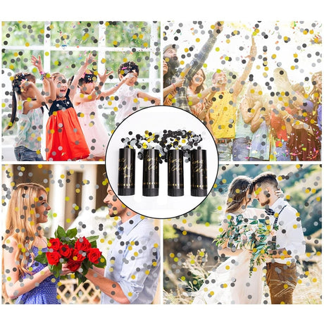 Tun Confetti Petrecere, Vivimall, Lungime 30 cm, Negru/Auriu - vivimall.ro